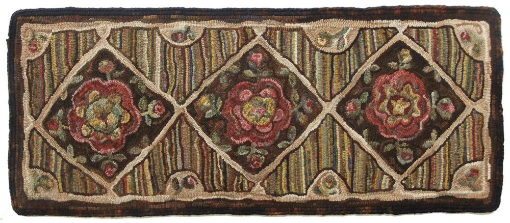 Antique Rose Runner hooked rug