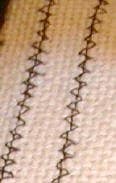Close up of straight stitching and zig zagging