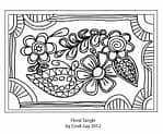 Floral Tangle rug hooking pattern by Cindi Gay