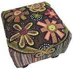 Annie's Flower Power rug hooked footstool by Cindi Gay