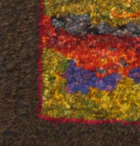 Closeup of rug hooking