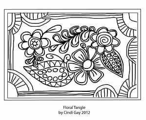 Floral Tangle rug hooking pattern by Cindi Gay