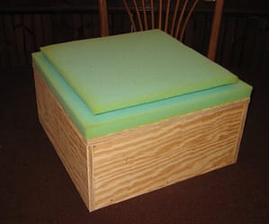 Step 3 add foam to rug hooked footstool