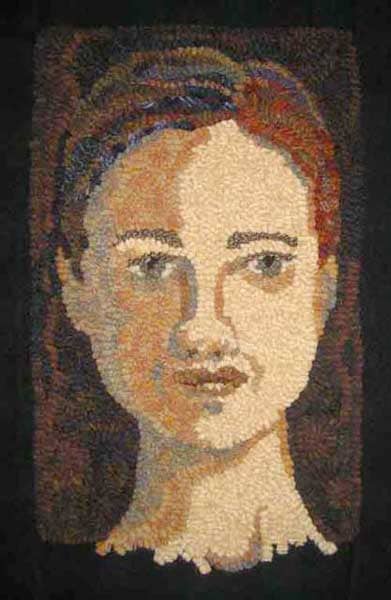 Southern Woman rug hooked portrait