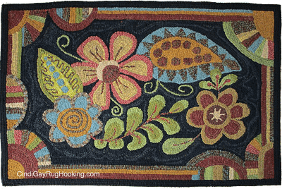 Floral Tangle hooked rug