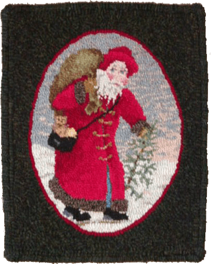 Christmas Past rug hooked mat