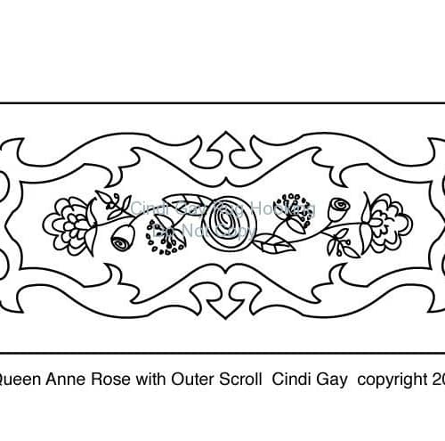 Queen Anne Rose with Outer Scroll Rug hooking pattern