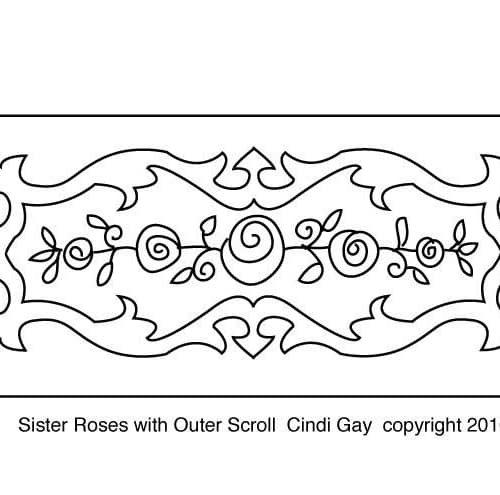 Sister Roses with Outer Scroll Rug hooking pattern
