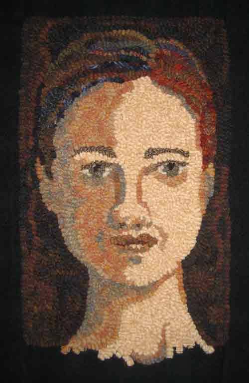 Face rug hooked with wide cuts