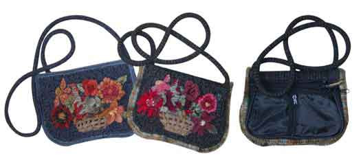 Pencil Pouch rug hooked Purses