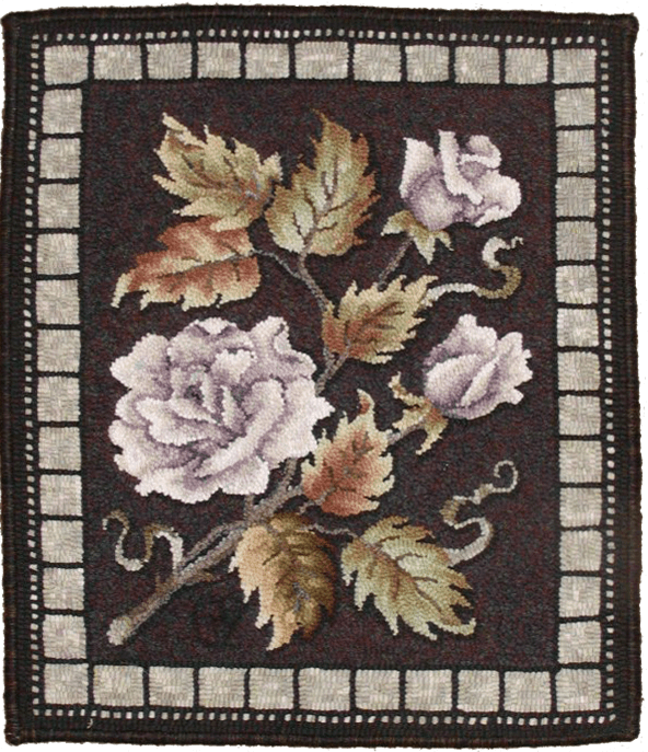 Rose rug hooked mat