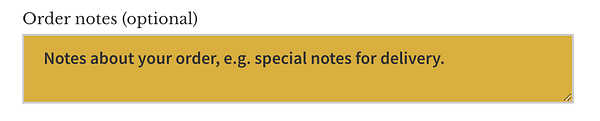 checkout page notes box
