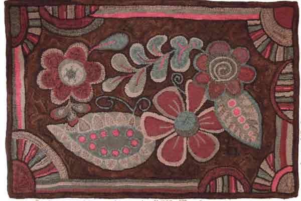 Floral Tangle rug hooking pattern, designed by Cindi Gay