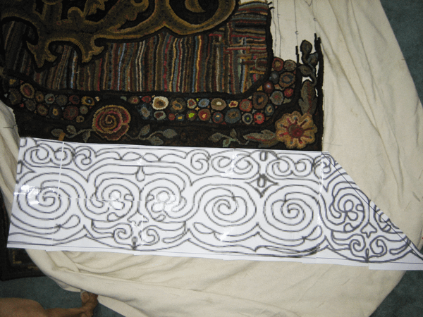 Design for final border on room sized hooked rug