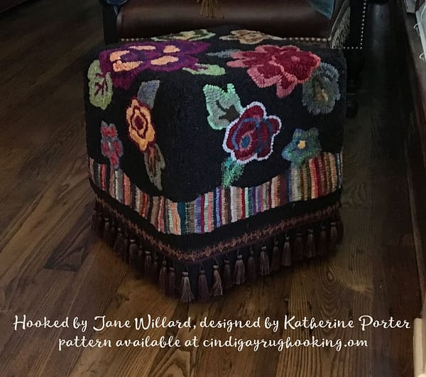 Pocketful footstool designed by Katherine Porter, available at cindigayrughooking.com
