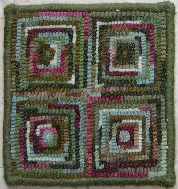 Beginner Square rug hooked coaster
