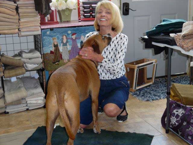 Ann and Jack at the rug hooking studio
