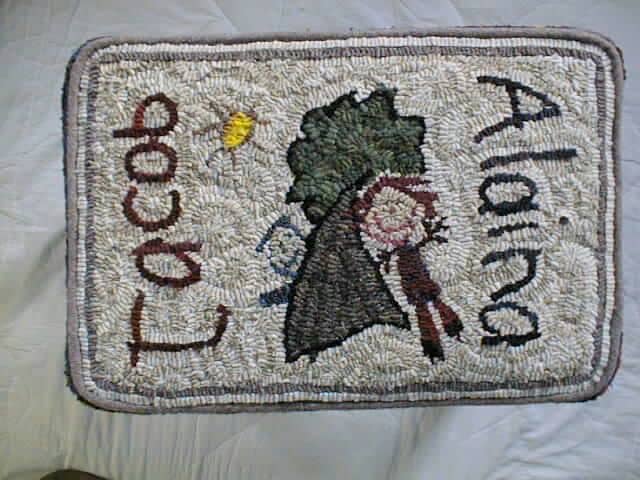 Ally's rug hooked footstool