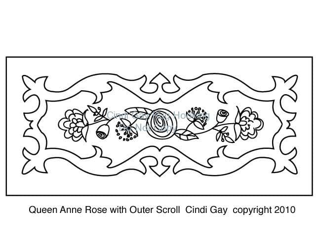 Queen Anne Rose with Outer Scroll Rug hooking pattern