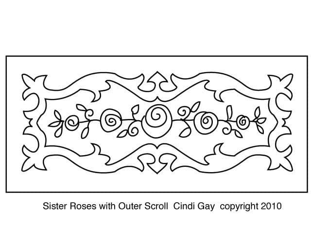 Sister Roses with Outer Scroll Rug hooking pattern