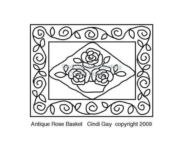 Antique Rose Basket - large Rug hooking pattern