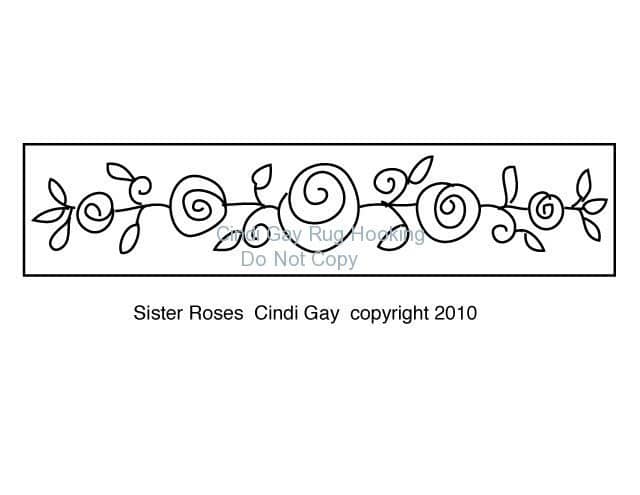 Sister Roses stair riser rug hooking pattern