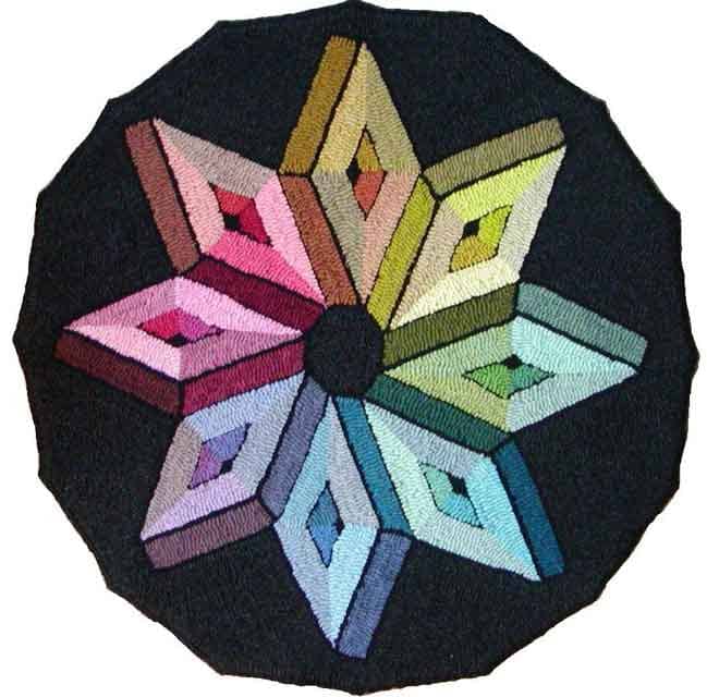 Color Wheel hooked rug