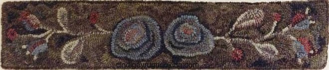 Minna's Roses stair riser rug hooking pattern by Cindi Gay