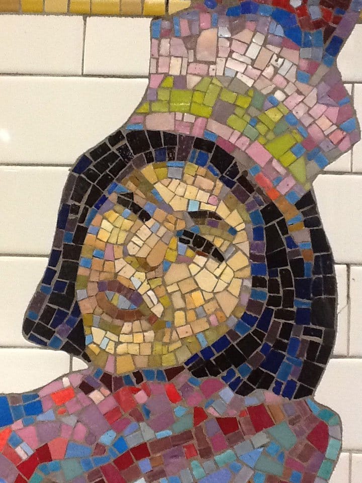 Tile art NYC subway woman with hat