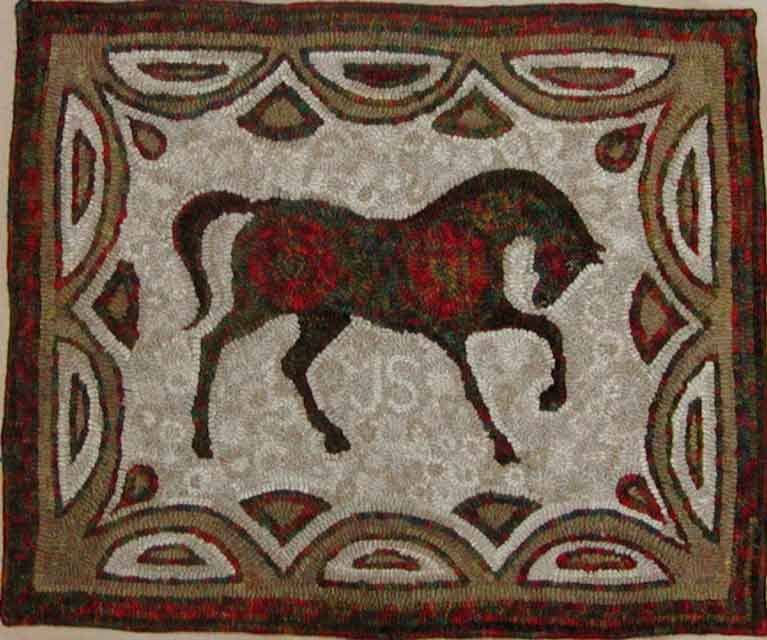 Horse (Jacob) hooked rug