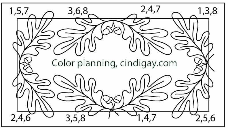 Oak and Acorn rughooking pattern color planning