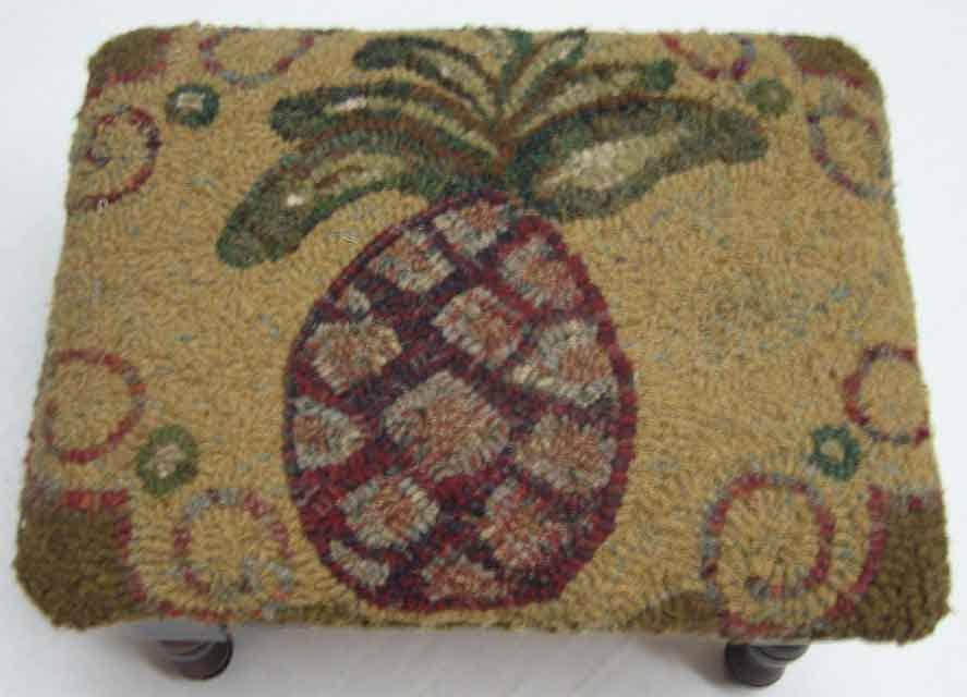 Pineapple rug hooked Footstool